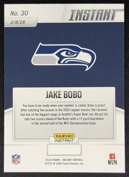 Jake Bobo 2026 Panini Instant Super Bowl LIX Champions Seattle Seahawks back