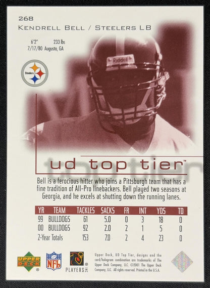 Kendrell Bell 2001 Upper Deck Top Tier /2500 Steelers back