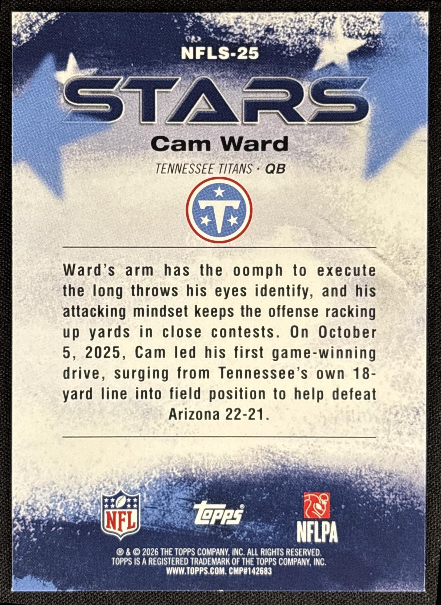 Cam Ward 2026 Topps NFL Stars Titans