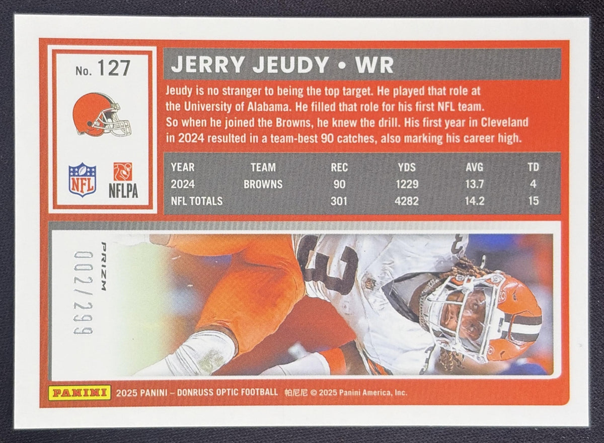 Jerry Jeudy 2025 Panini Donruss Optic Orange Prizm /299 Browns