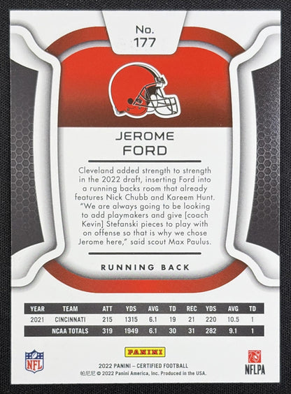 Jerome Ford 2022 Panini Certified Mirror Blue /75 Browns