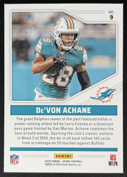 De'Von Achane 2025 Panini Score Throwbacks Dolphins Sports Trading Cards