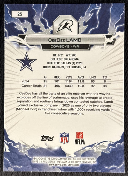 CeeDee Lamb 2025 Topps Resurgence Cowboys Dallas Cowboys back
