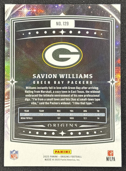 Savion Williams 2025 Panini Origins Rookie Holo Orange /249 Packers