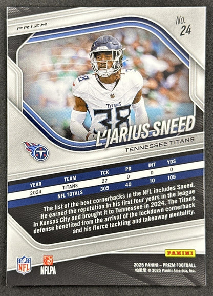 L'Jarius Sneed 2025 Panini Prizm Silver Titans back