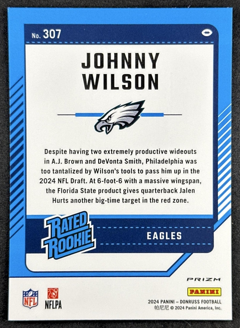 Johnny Wilson 2024 Panini Donruss Optic Rated Rookie Preview Pink Eagles Sports Trading Cards