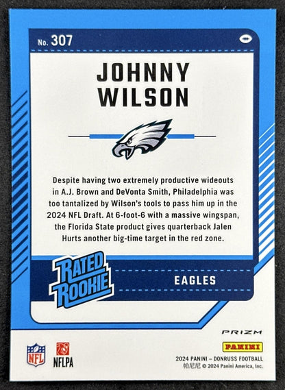 Johnny Wilson 2024 Panini Donruss Optic Rated Rookie Preview Pink Eagles Sports Trading Cards