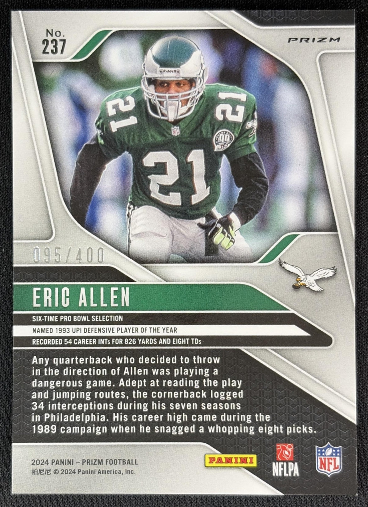 Eric Allen 2024 Panini Prizm Pandora /400 Eagles back