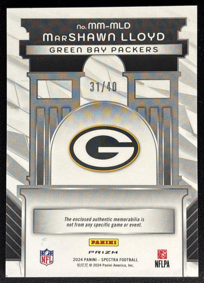 MarShawn Lloyd 2024 Panini Spectra Monumental Memorabilia Astral /40 Packers