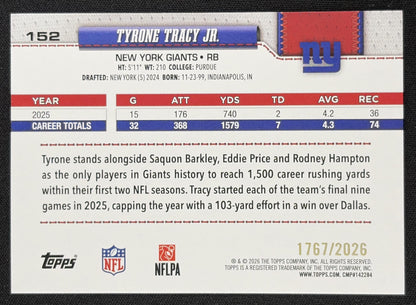 Tyrone Tracy Jr. 2026 Topps Gold /2026 Giants
