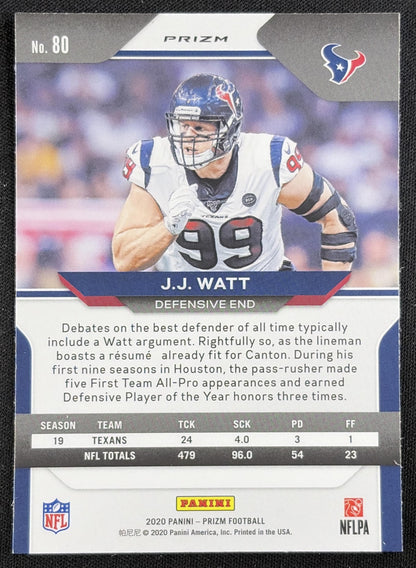 J.J. Watt 2020 Panini Prizm Pink Texans Sports Trading Card