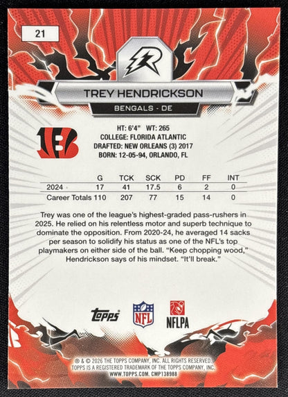 Trey Hendrickson 2025 Topps Resurgence Blue and Orange Spark Refractor Bengals