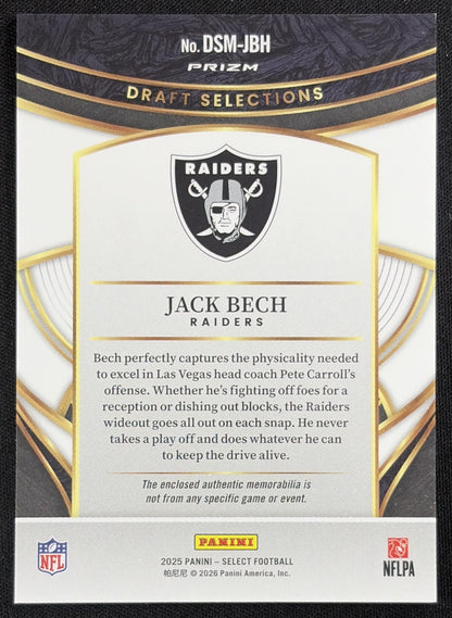 Jack Bech 2025 Panini Select Draft Selections Memorabilia Blue Prizm Raiders