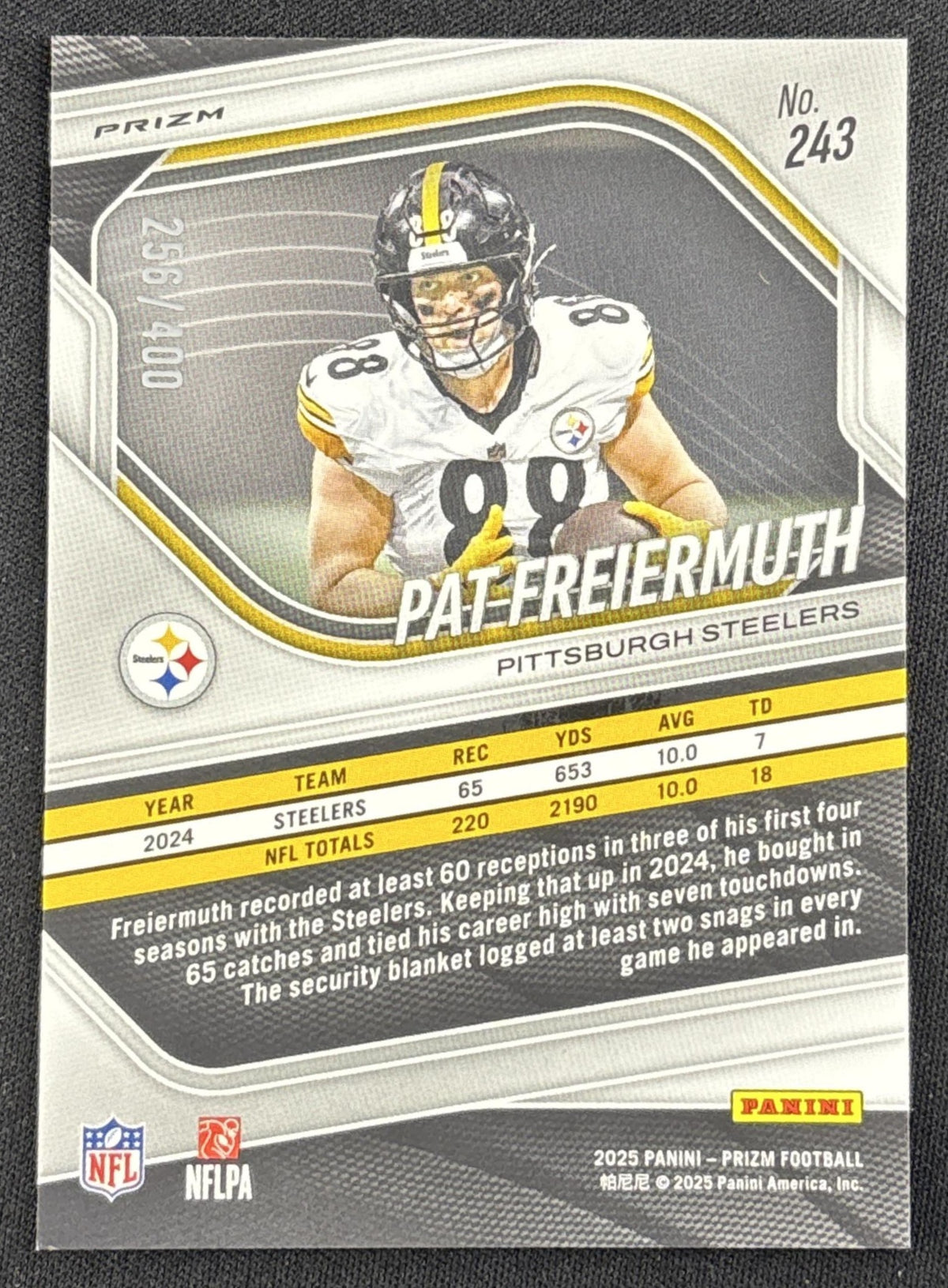 Pat Freiermuth 2025 Panini Prizm Pandora /400 Steelers