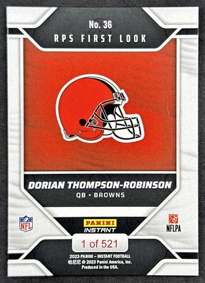 Dorian Thompson-Robinson 2023 Panini Instant Rookie Premiere /521 Browns back sports trading card