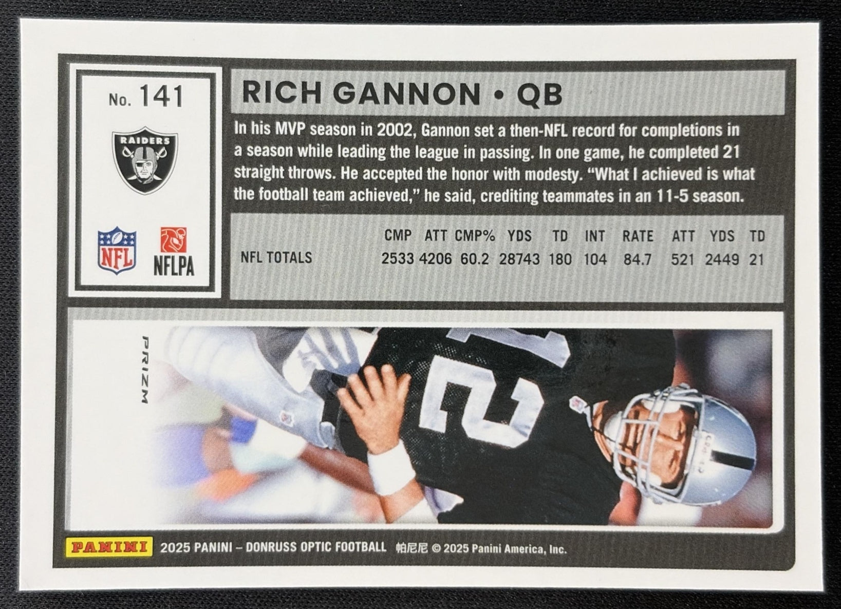 Rich Gannon 2025 Panini Donruss Optic Stars Prizm Raiders Football