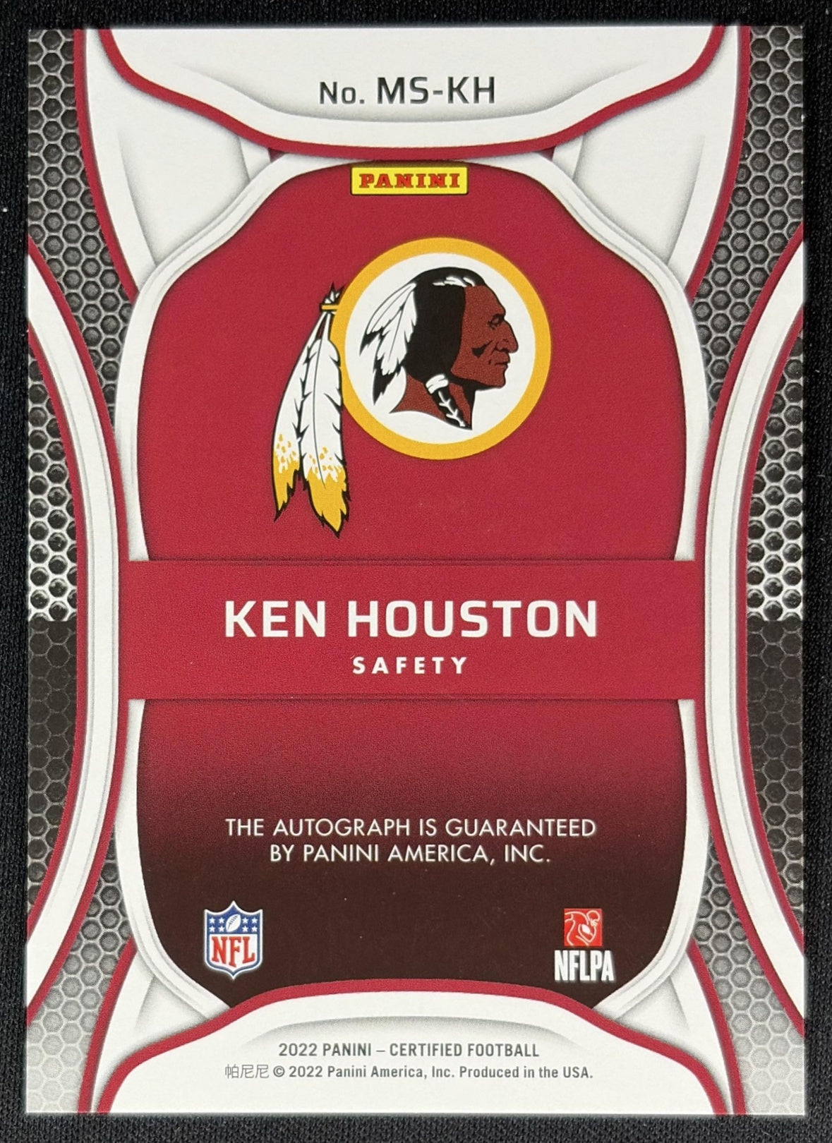 Ken Houston 2022 Panini Certified Mirror Signatures Gold /15 Redskins Sports Trading Cards
