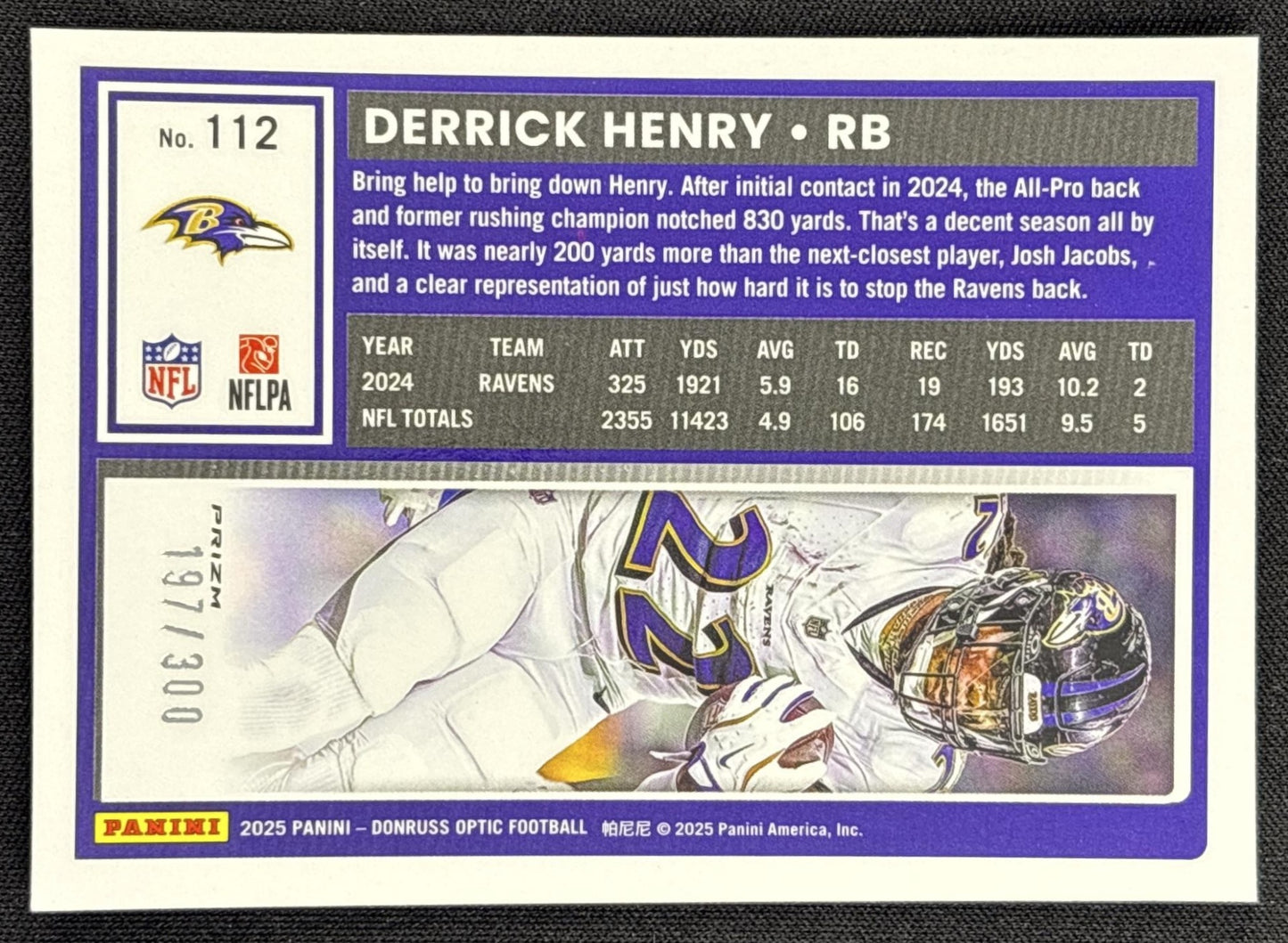 Derrick Henry 2025 Panini Donruss Optic Wave Prizm /300 Ravens