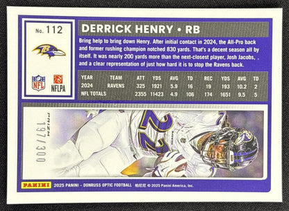 Derrick Henry 2025 Panini Donruss Optic Wave Prizm /300 Ravens