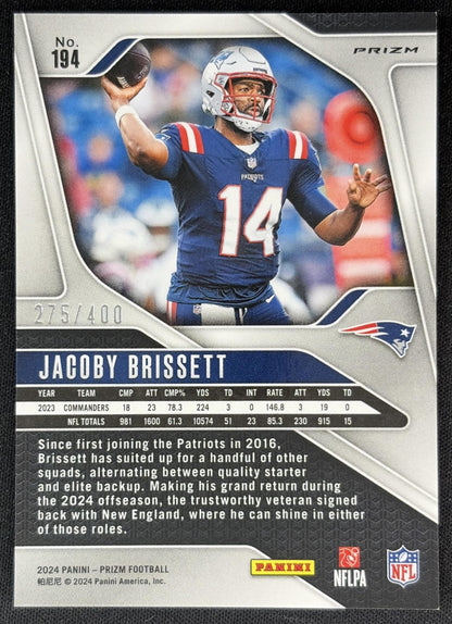 Jacoby Brissett 2024 Panini Prizm Pandora /400 Patriots Back