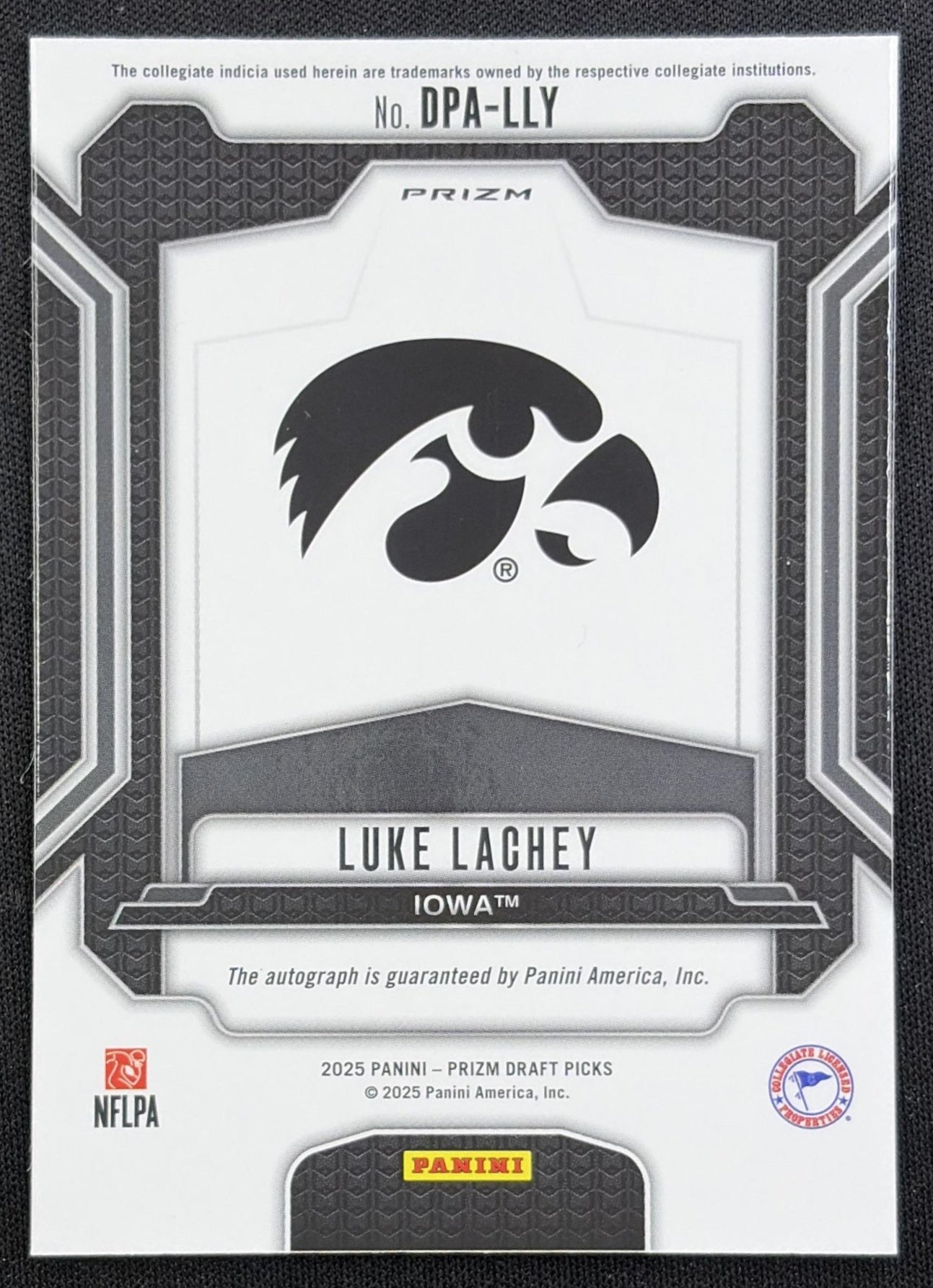 Luke Lachey 2025 Panini Prizm Draft Picks Auto Green Hawkeyes back