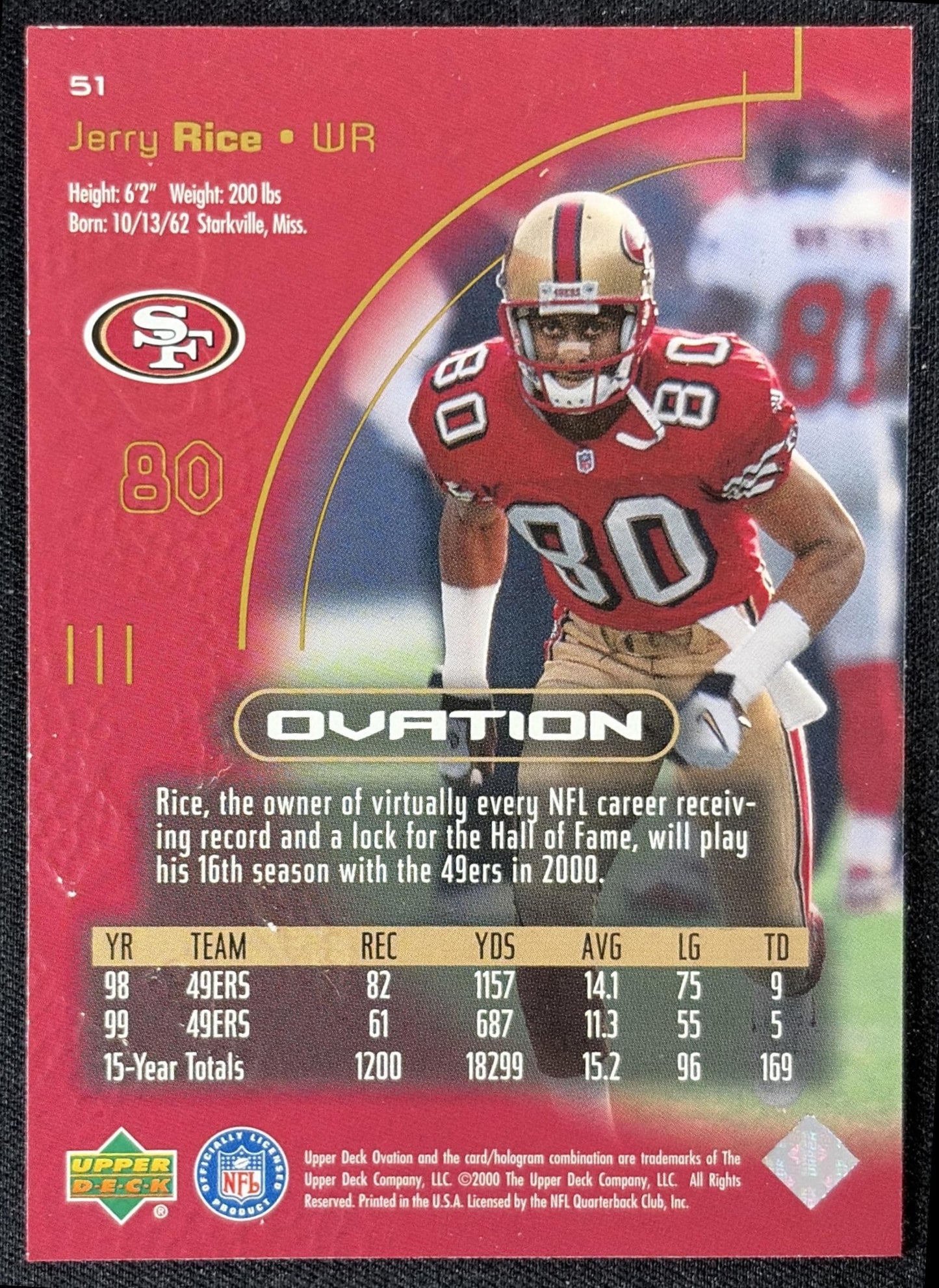 Jerry Rice 2000 Upper Deck Ovation 49ers