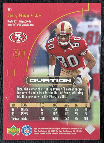 Jerry Rice 2000 Upper Deck Ovation 49ers