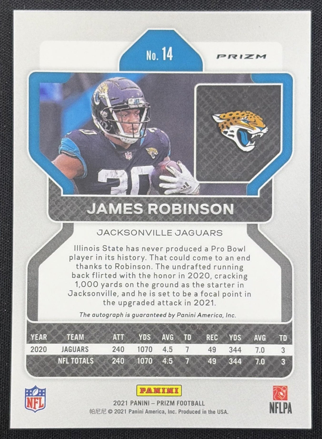 James Robinson 2021 Panini Prizm Auto Silver Jaguars