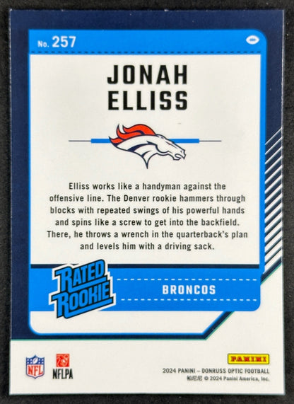 Jonah Elliss 2024 Donruss Optic Rated Rookie Broncos Football