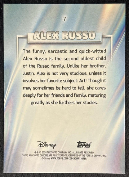 Alex Russo 2026 Chrome Disney Pink Mini-Diamond Refractor /250 Wizards of Waverly Place Back