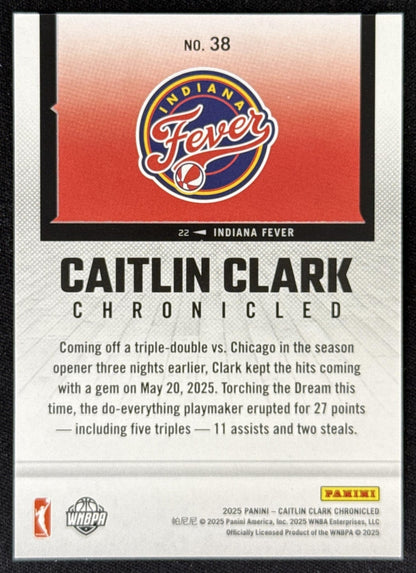 Caitlin Clark 2025 Panini Chronicled WNBA Fever 38 Sports Trading Card