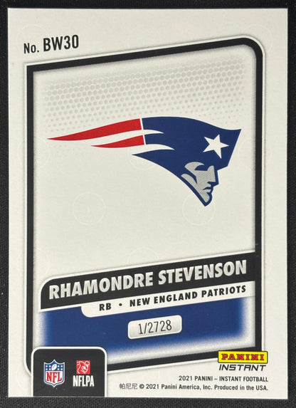 Rhamondre Stevenson 2021 Instant Black and White Rookies Patriots - Back