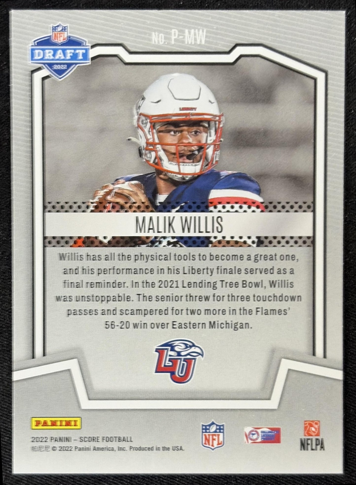 Malik Willis 2022 Panini Score PROtential Flames