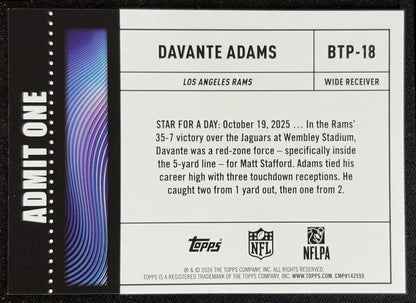 Davante Adams 2026 Topps Big Ticket Players Rams back