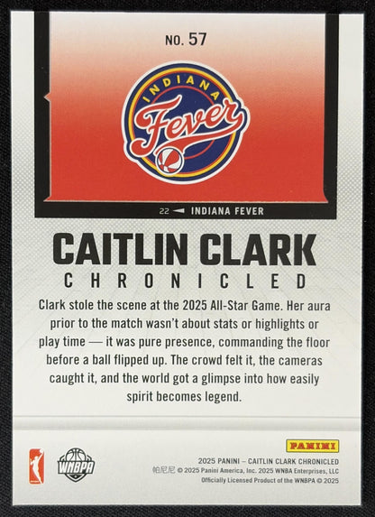 Caitlin Clark 2025 Panini Chronicled Life Style Holo Fever 57 Indiana Fever Sports Trading Card