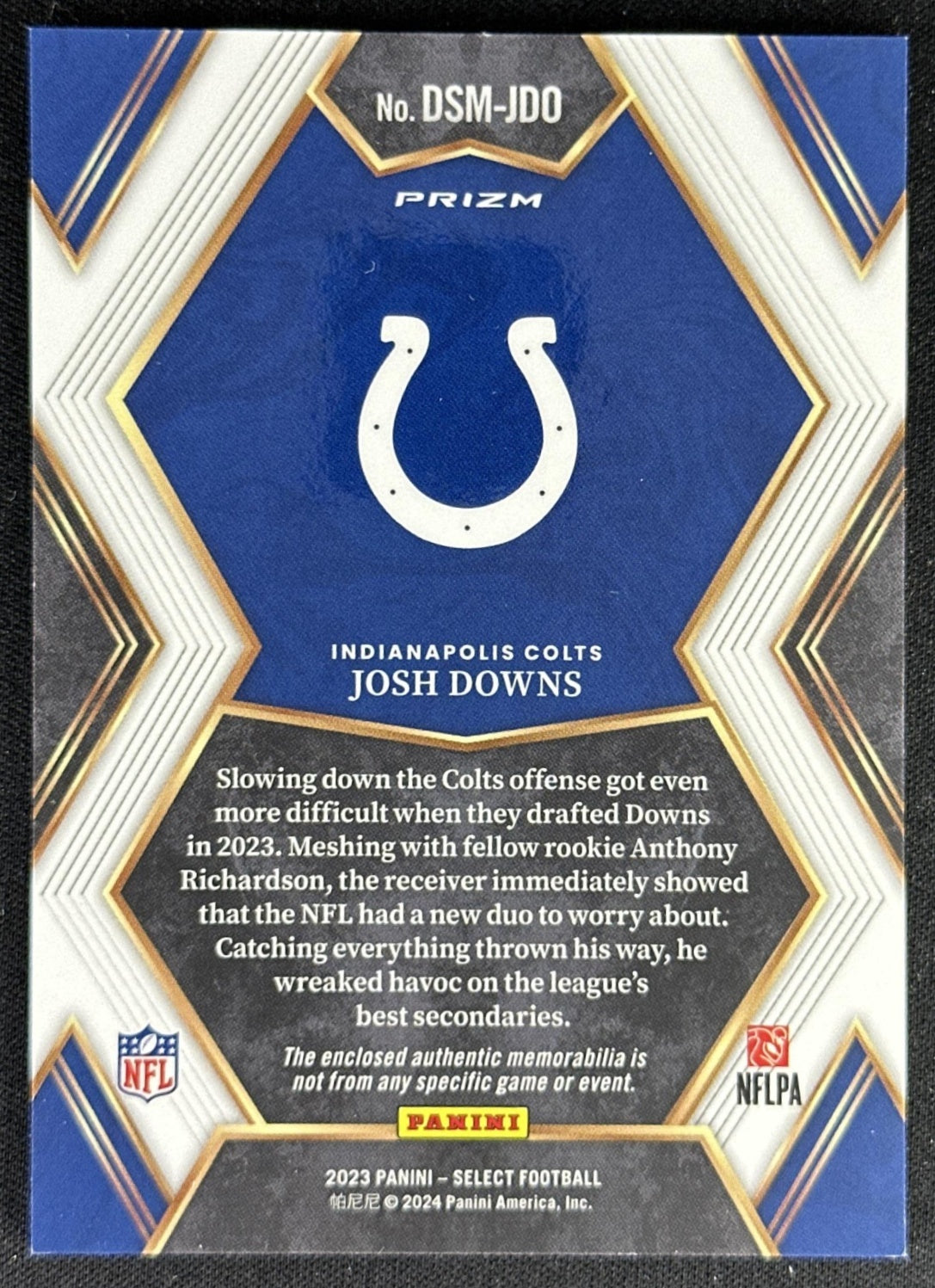 Josh Downs 2023 Panini Select Draft Selections Memorabilia Red Prizm Colts