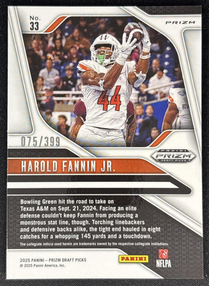Harold Fannin Jr. 2025 Panini Prizm Draft Picks Red /399 Back