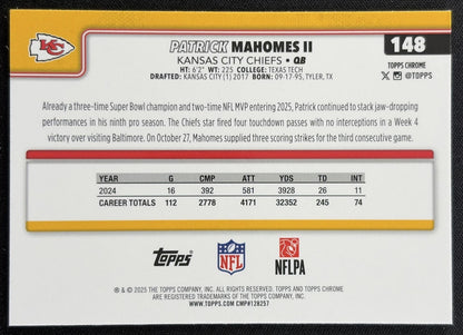 Patrick Mahomes II 2025 Topps Chrome RayWave Refractor Chiefs Kansas City Chiefs