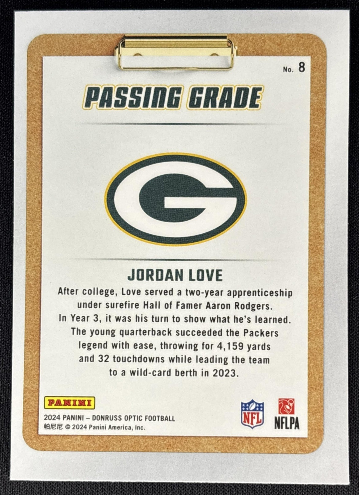 Jordan Love 2024 Panini Donruss Optic Passing Grade Sports Trading Cards