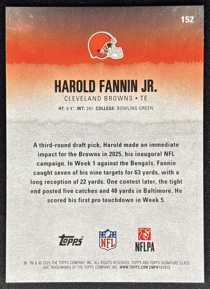 Harold Fannin Jr. 2025 Topps Signature Class Rookie Browns back