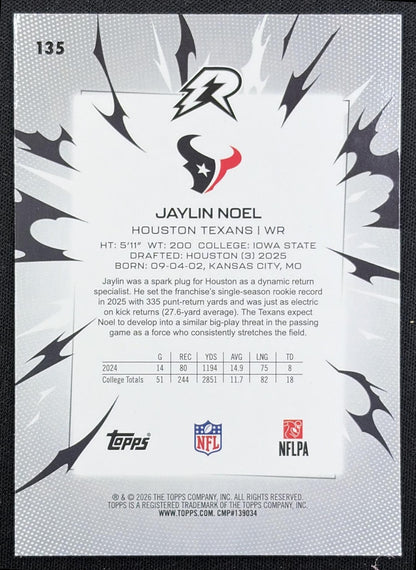 Jaylin Noel 2025 Topps Resurgence Magenta Surge Refractor /299 Texans