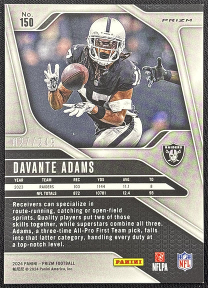 Davante Adams 2024 Panini Prizm Orange /249 Raiders