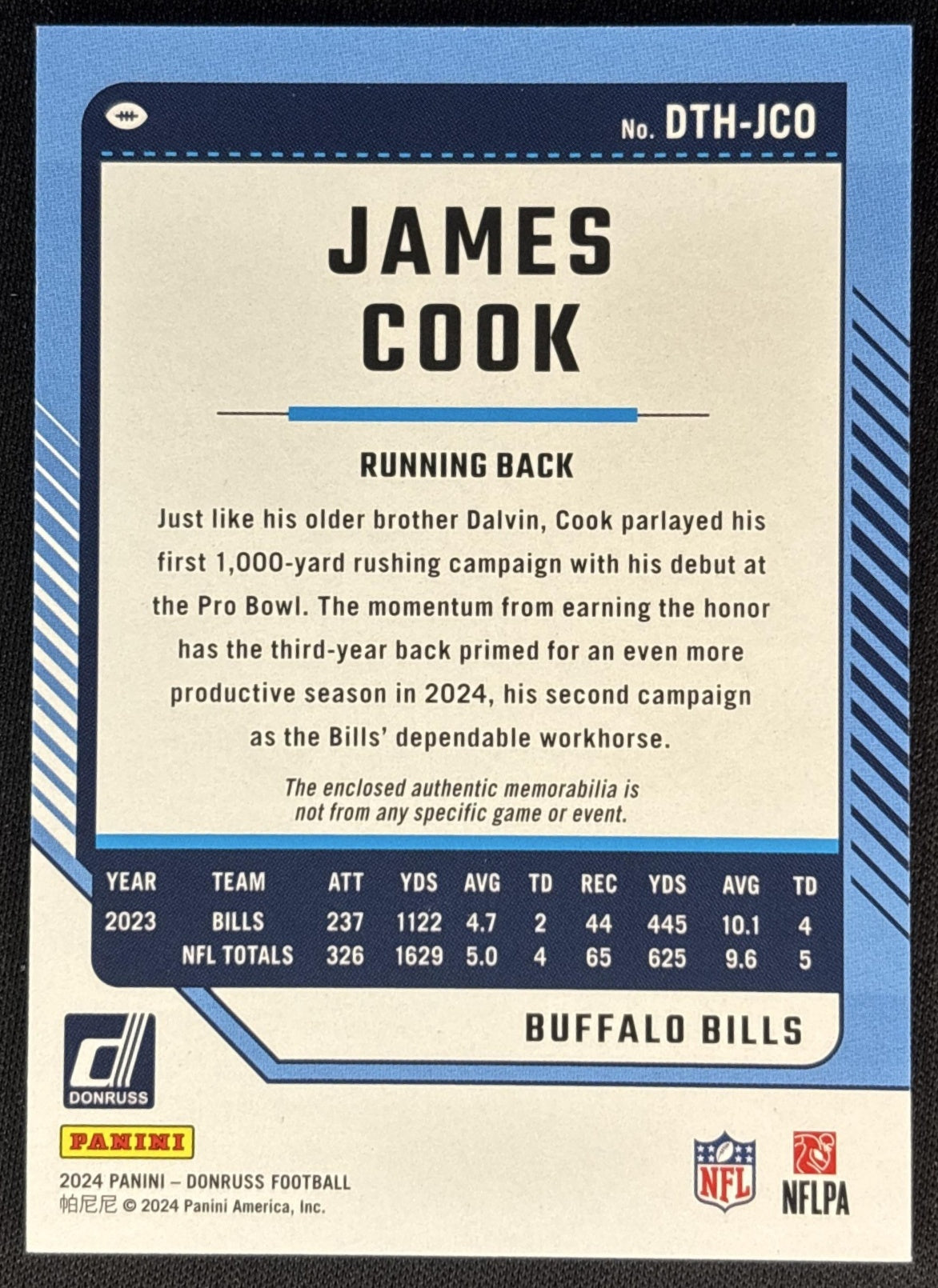 James Cook 2024 Panini Donruss Threads Bills