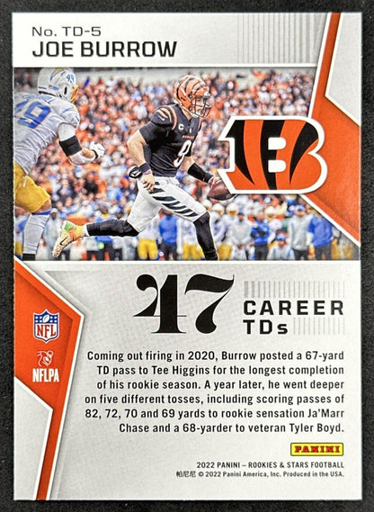Joe Burrow 2022 Panini Rookies & Stars Touchdown Club Bengals Back