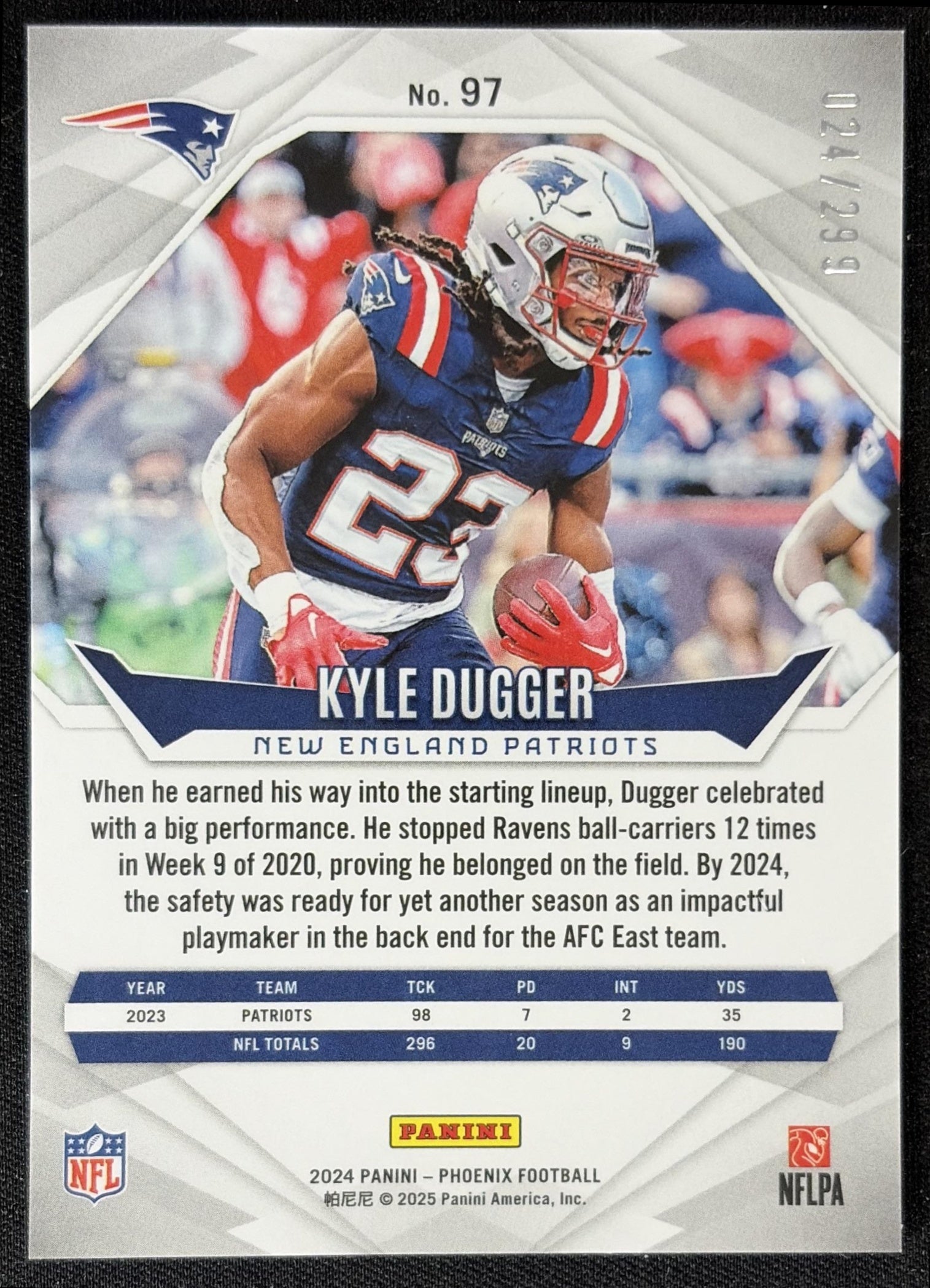 Kyle Dugger 2024 Panini Phoenix Team Logos /299 Patriots