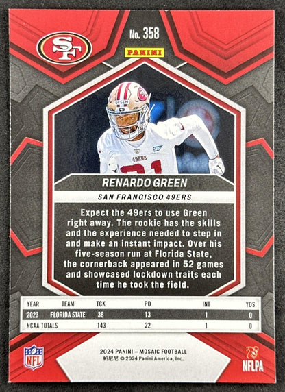 Renardo Green 2024 Panini Mosaic 49ers