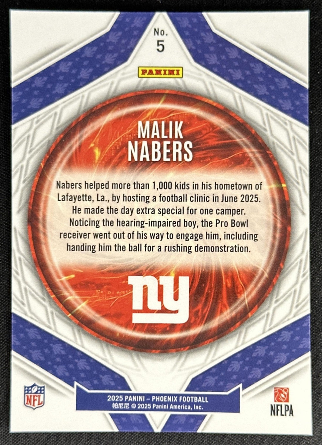 Malik Nabers 2025 Panini Phoenix Paragon Giants