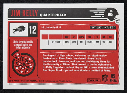 Jim Kelly 2018 Panini Classics Red Back /299 Bills - Back