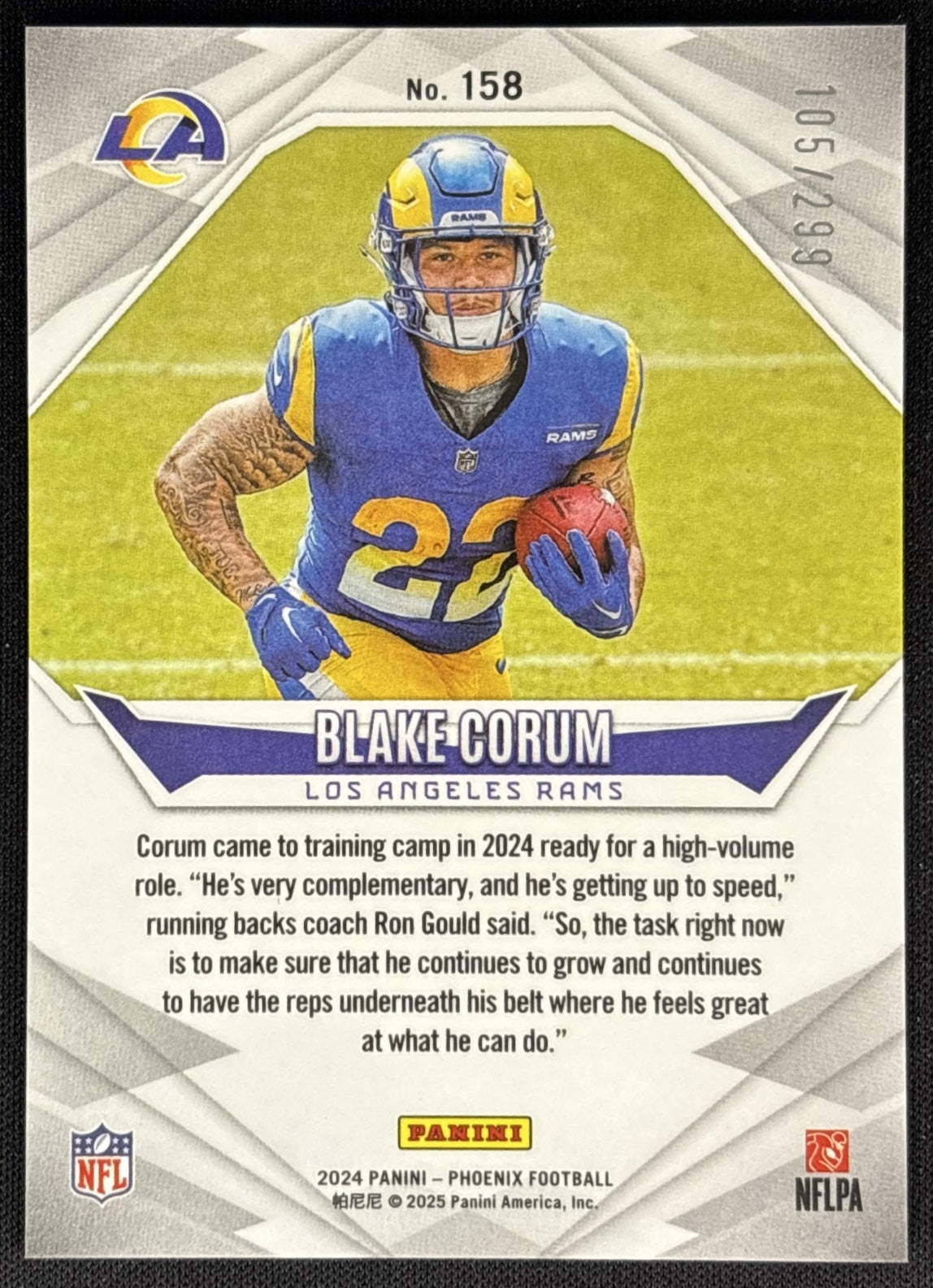Blake Corum 2024 Panini Phoenix Team Logos /299 Rams Sports Trading Cards