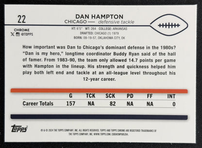 Dan Hampton 2024 Topps Chrome Magenta Speckle Refractor /399 Bears